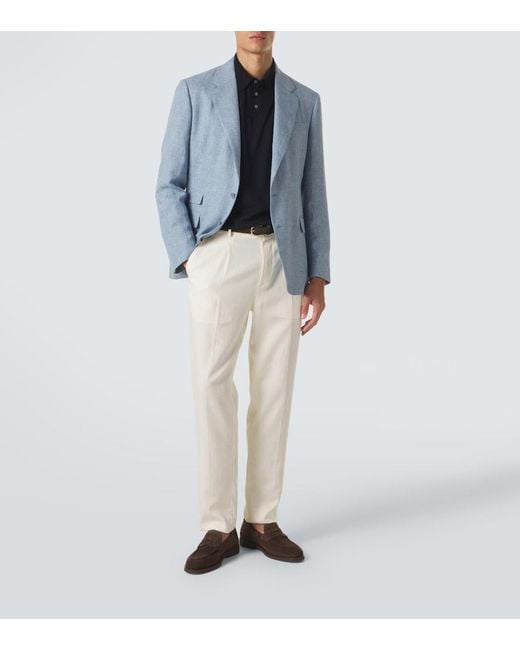 Dunhill Blue Cotton And Silk Sweater for men