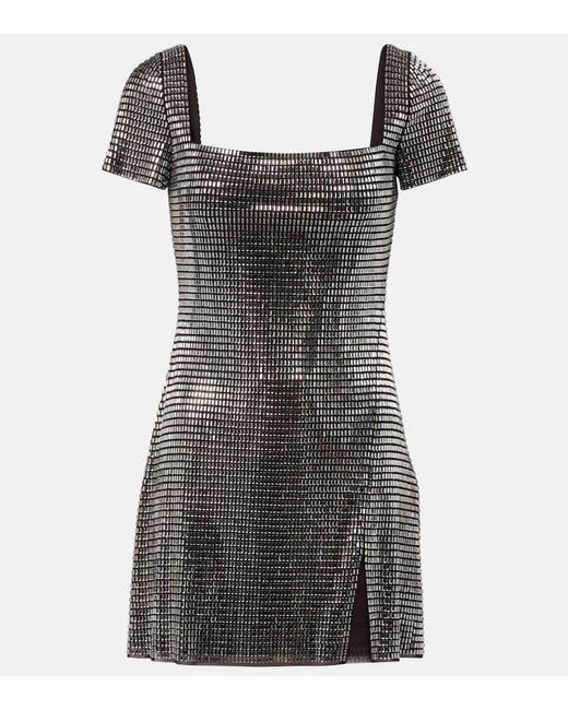 Self-Portrait Black Rhinestone-Embellished Minidress