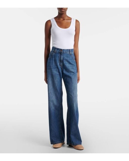 Brunello Cucinelli Blue Wide-Leg Jeans