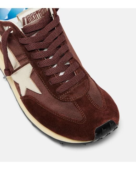 Golden Goose Deluxe Brand Brown Running Marathon Satin And Suede Sneakers