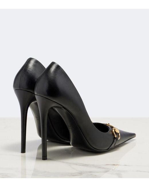 Gucci Black Donna Horsebit Leather Pumps