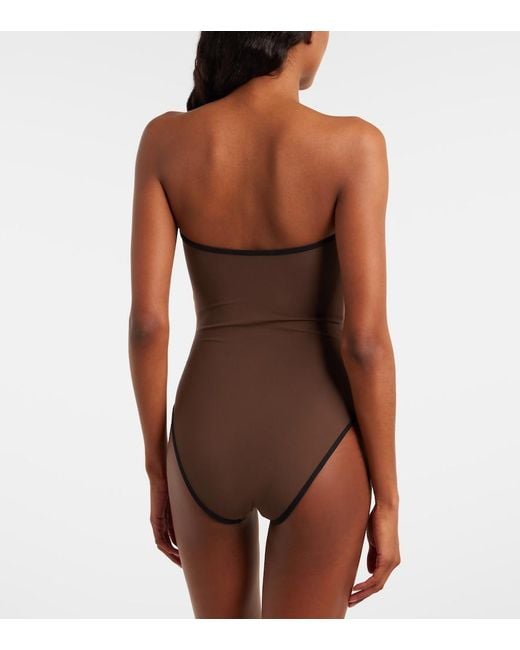 Totême Brown Strapless Swimsuit