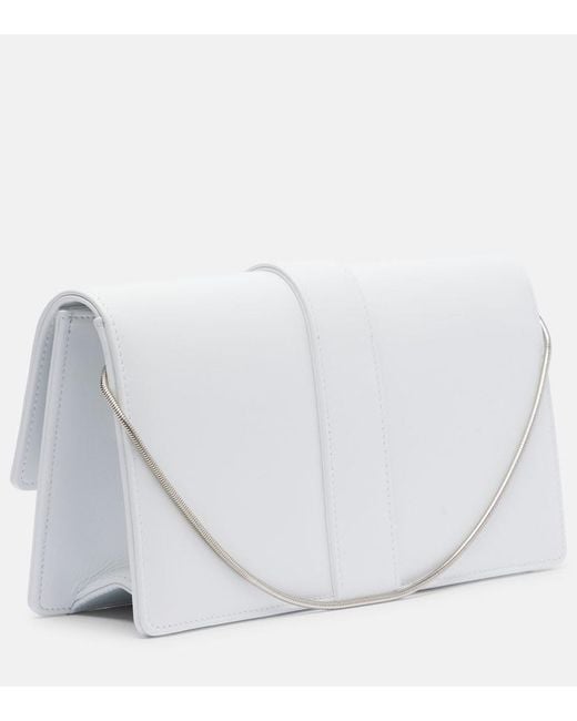 Manolo Blahnik White Maygot Leather Clutch