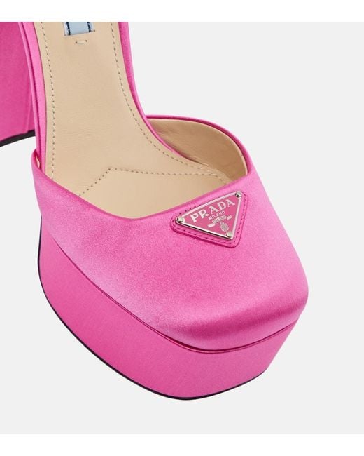 Prada Pink Satin Platform Pumps