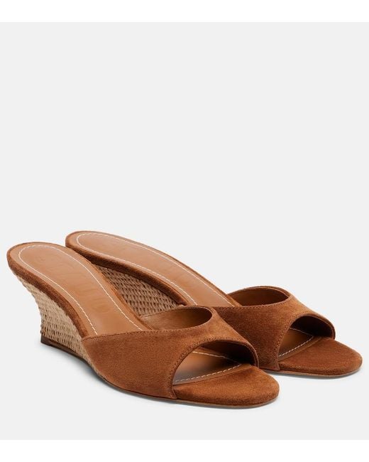 Staud Brown Brigitte 60 Suede Wedges