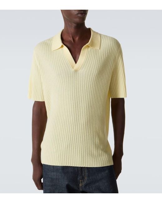 arch4 Natural Ribbed-Knit Cashmere Polo Shirt for men