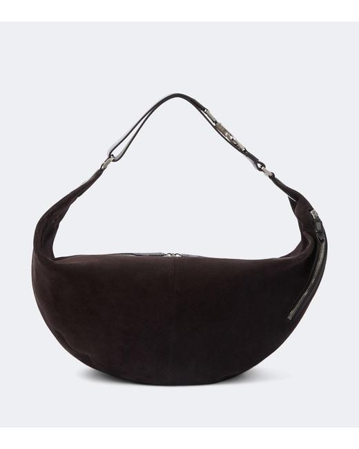 Lemaire Black Quiver Clip Large Suede Shoulder Bag for men