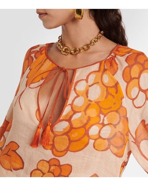 Etro Orange Printed Ramie Tunic