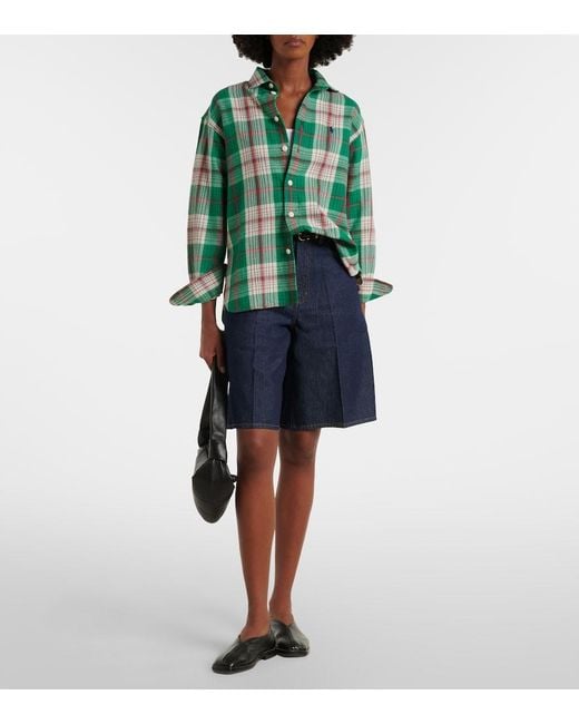Polo Ralph Lauren Green Plaid Cotton Twill Shirt