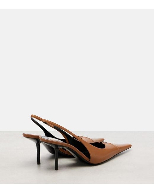 Saint Laurent Brown Babylone Breteuil Leather Slingback Pumps