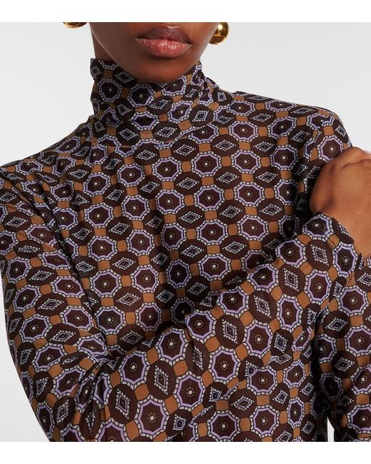 Dries Van Noten Purple Printed Turtleneck Top
