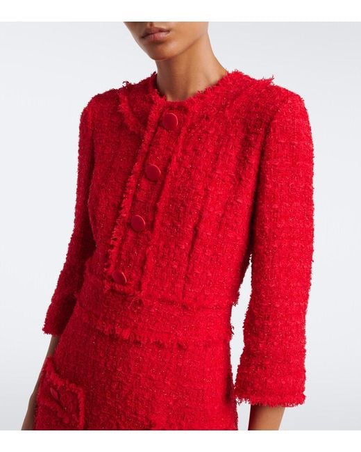 Dolce & Gabbana Red Cotton-Blend Boucle Minidress