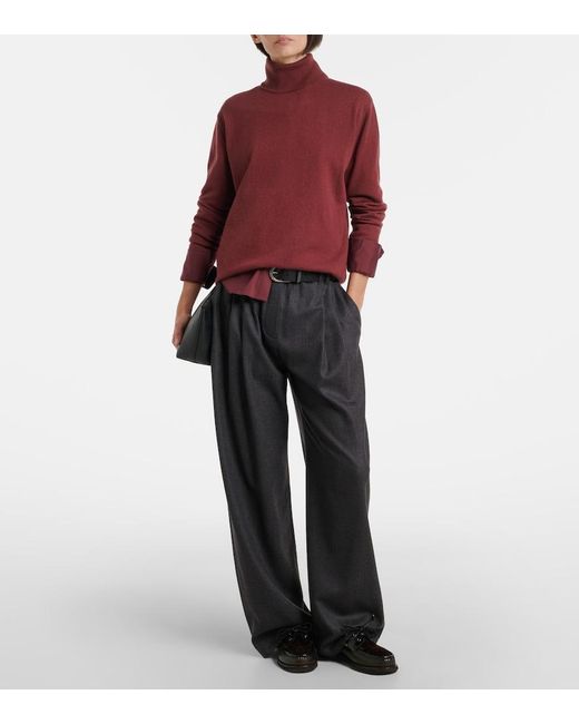 Brunello Cucinelli Red Cashmere Turtleneck Sweater