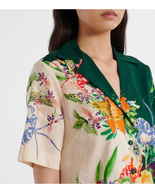 Camisa Aggie En Mezcla De Lino Floral ALÉMAIS de color Green