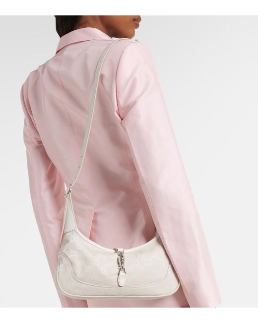 Gucci White Jackie Slim Medium Gg Canvas Shoulder Bag