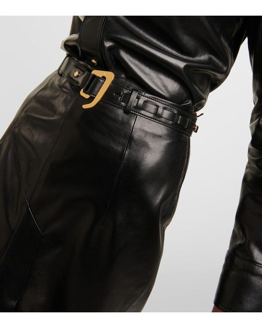 Falda midi de piel con cinturon Tom Ford de color Black