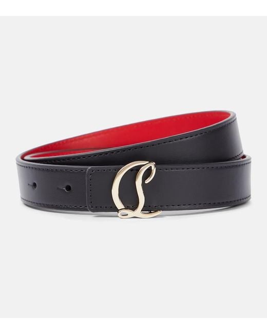 Christian Louboutin Red Cl Logo Leather Belt