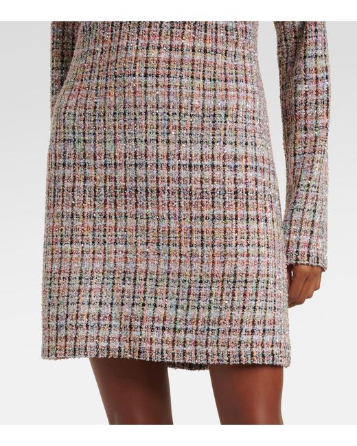 Missoni Multicolor Sequined Checked Boucle Minidress