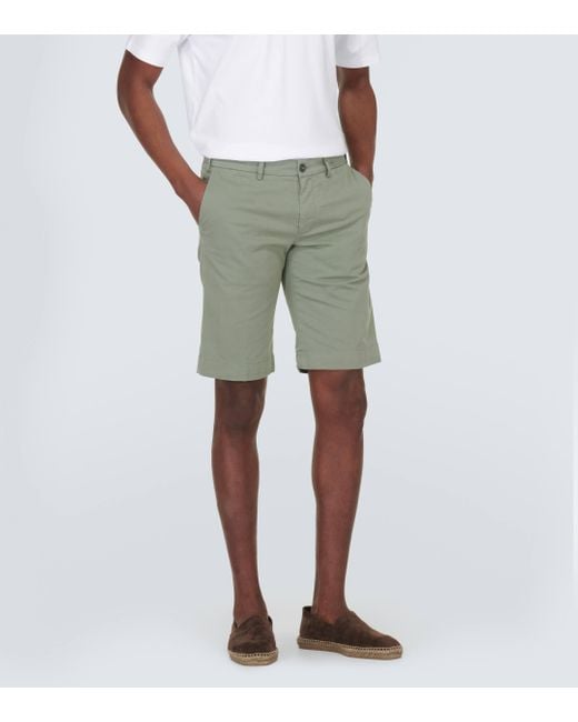 Canali Green Cotton Twill Bermuda Shorts for men