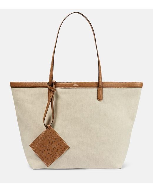 Totême  Natural Leather-Trimmed Canvas Tote Bag