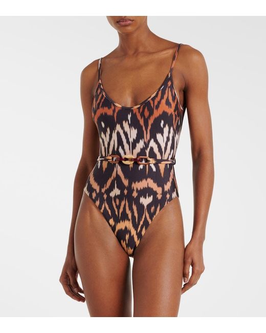 Zimmermann Brown Aster Scoop Printed Swimsuit