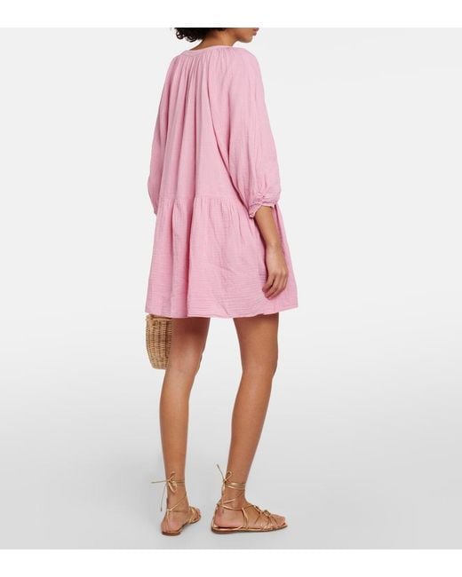 Velvet Pink Nica Cotton Gauze Minidress
