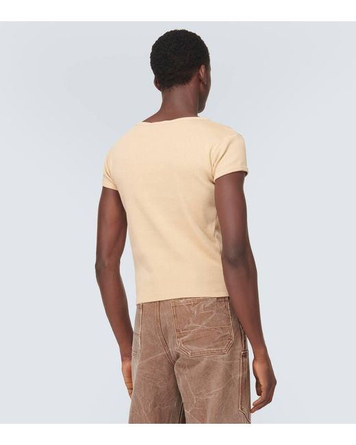 T-shirt in jersey di cotone con stampa di Acne in Natural da Uomo