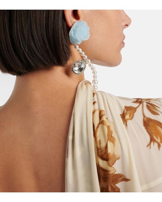 Magda Butrym Blue Rose Embellished Drop Earrings