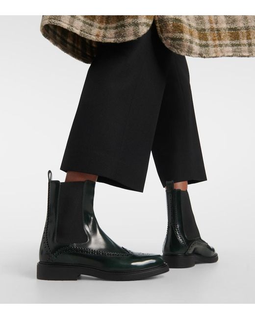 Tod's Green Leather Chelsea Boots