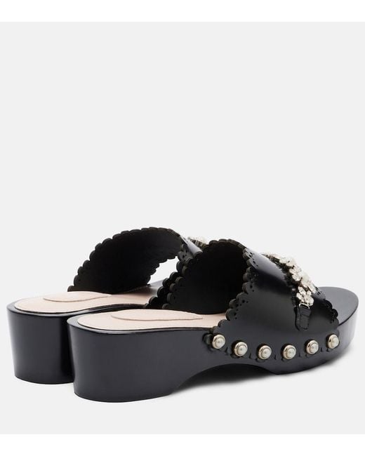Simone Rocha Black Embellished Leather Clogs