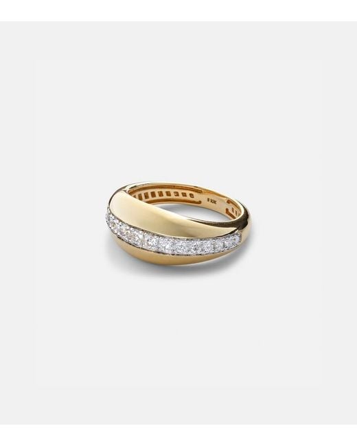 STONE AND STRAND White Pistachio 10Kt Ring With Diamonds