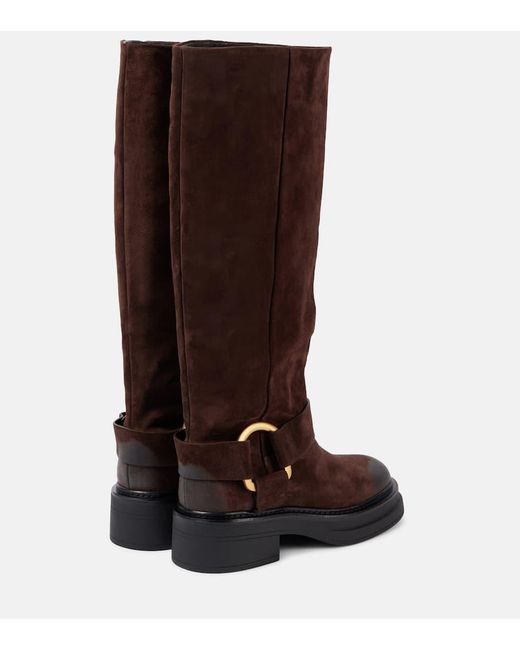 Dorothee Schumacher Brown Suede Softness Knee-High Biker Boots