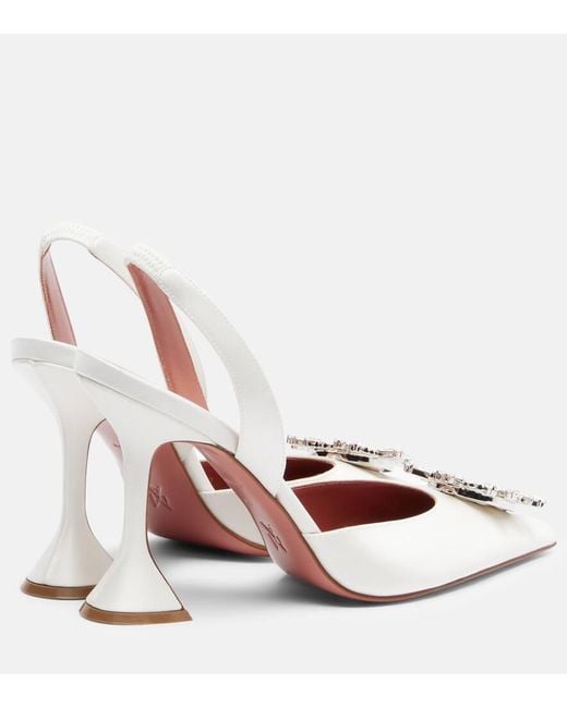 AMINA MUADDI Pink Begum 70 Satin Slingback Pumps