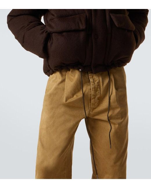 Auralee Brown Leather-Trimmed Camel Hair Down Jacket for men