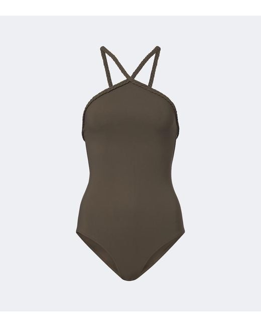 Bottega Veneta Brown Braided-Trim Swimsuit