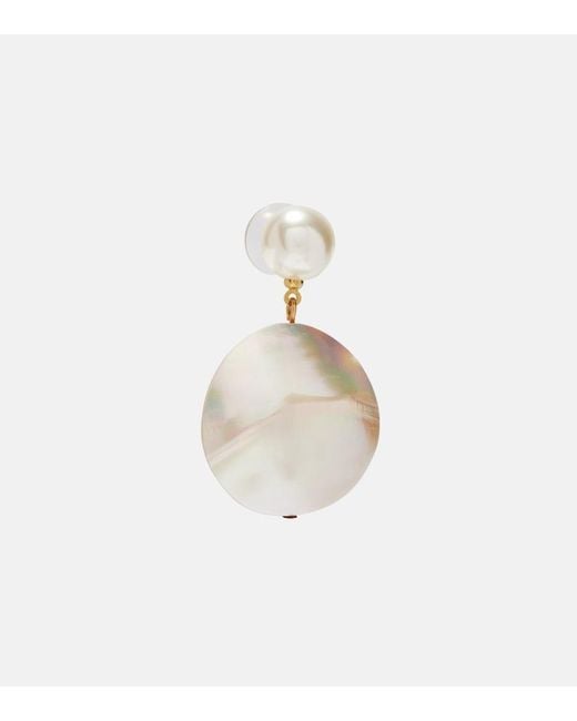Jennifer Behr White Nerine Mother-Of-Pearl Drop Earrings