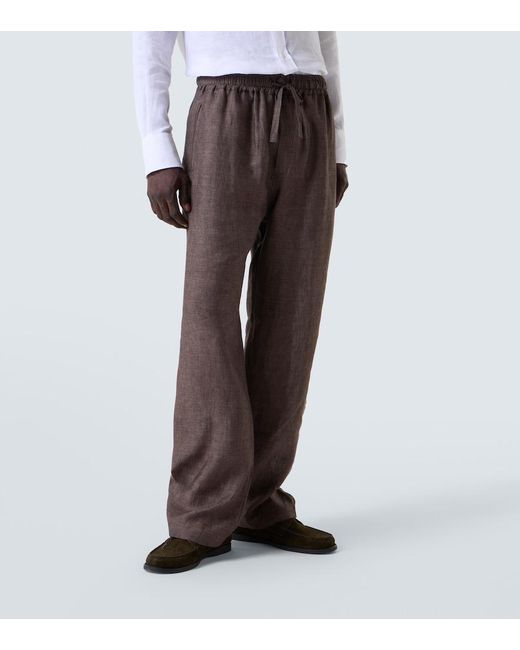 Saman Amel Weite Hose Aus Leinen in Brown für Herren