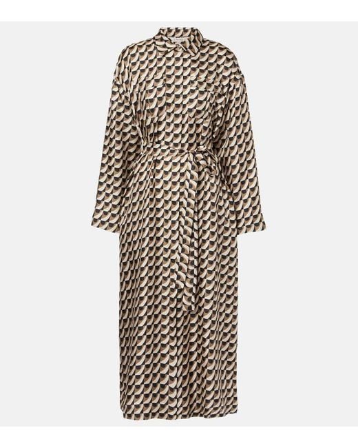 Max Mara White Fleur Floral Silk Maxi Dress