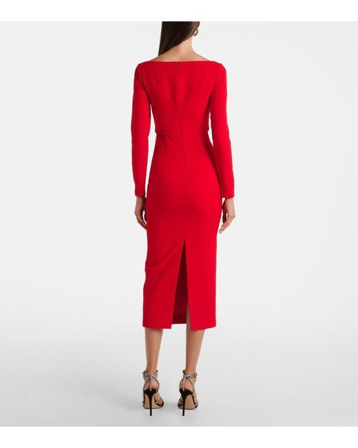 Roland Mouret Red Draped Crepe Midi Dress