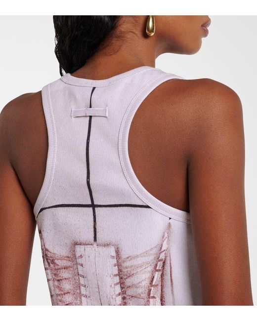 Tank Top En Mezcla De Algodon Trompe L'Oil Jean Paul Gaultier de color Pink