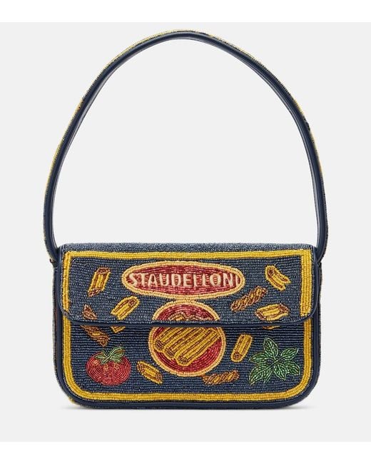 Borsa A Spalla Tommy Small Con Perline di Staud in Blue