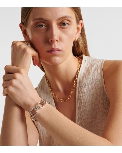 David Yurman Metallic Dy Mercer 18Kt And Sterling Chain Bracelet With Diamonds