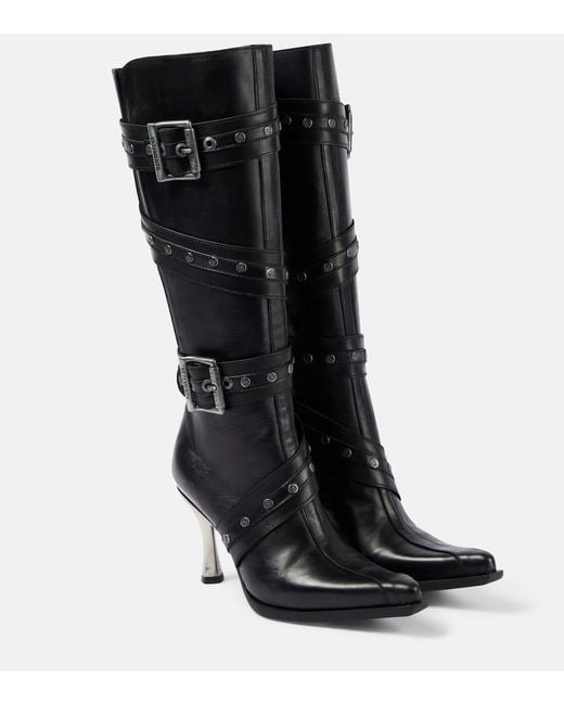 Vetements Black Belt Leather Knee-high Boots