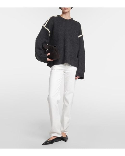 Totême  Black Embroidered Wool Jumper