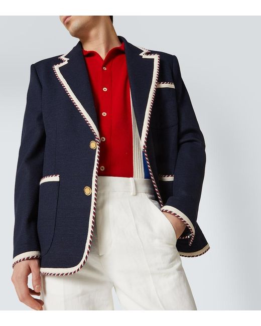 Camisa Bowling De Algodon A Rayas Valentino de hombre de color Blue