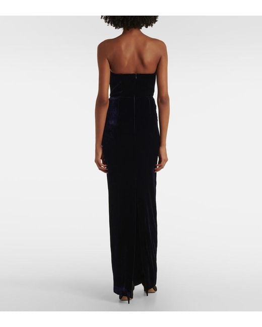 Roland Mouret Blue Strapless Velvet Gown
