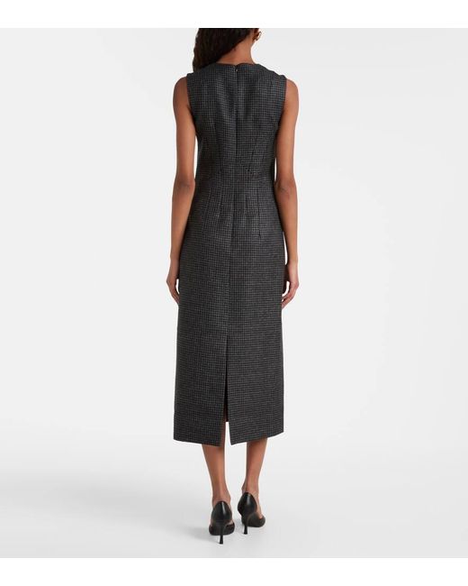 Emilia Wickstead Black Hartley Houndstooth Wool-Blend Midi Dress