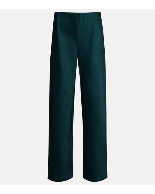 Vince Blue High-Rise Satin Wide-Leg Pants