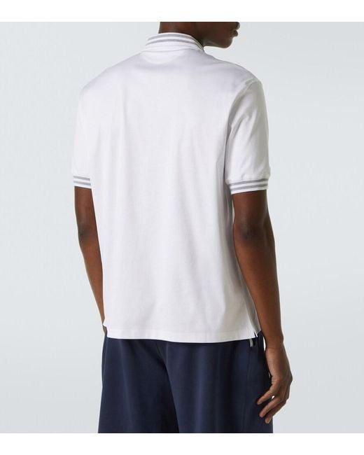 Brunello Cucinelli White Cotton Polo Shirt for men