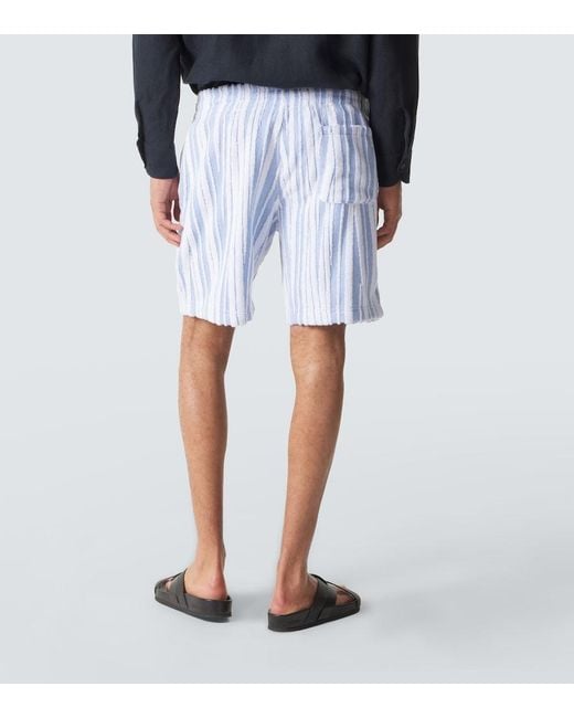 Orlebar Brown Blue Trevon Striped Cotton Toweling Shorts for men